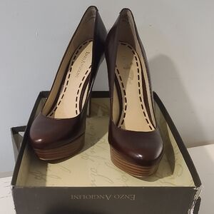 Enzo Angiolini Dark Brown Platform Pumps